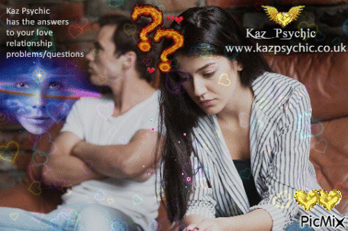 Kaz Psychic has the answers to your love relationship problems or questions - Free animated GIF