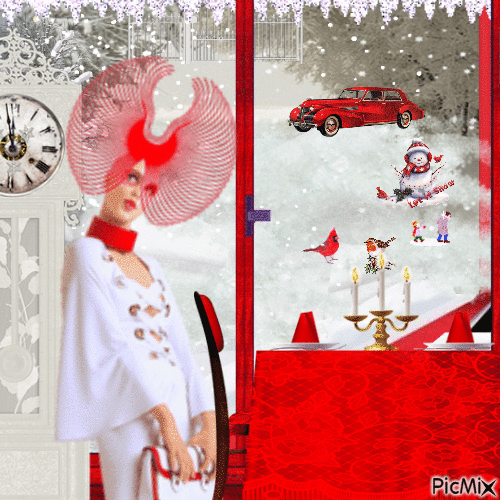 red and white winter - Бесплатный анимированный гифка