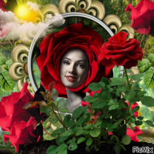 Woman and  Roses - 無料png