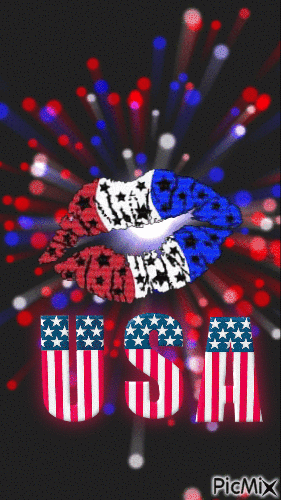 RED WHITE BLUE U.S.A. LIPS - Free animated GIF