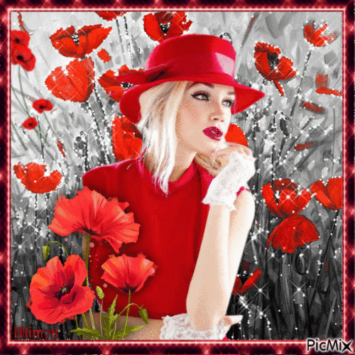 la dame au chapeau rouge - Free animated GIF