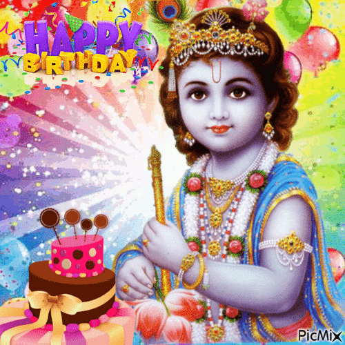 Happy Birthday Krishna - Animovaný GIF zadarmo