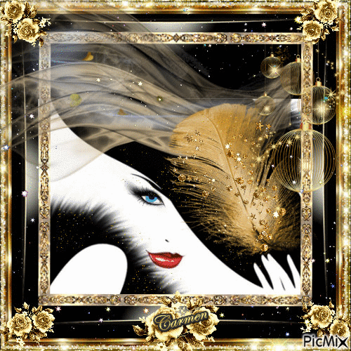 Ritratto donna oro  e nero - Gratis geanimeerde GIF