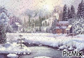 Paysage de Noël - Безплатен анимиран GIF