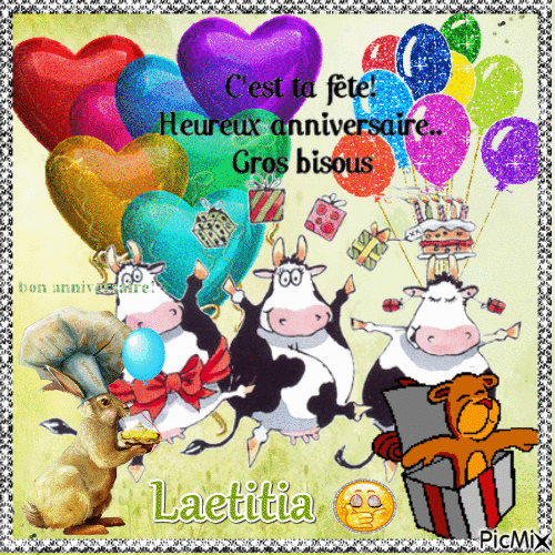 bon anniversaire Laetitia - Gratis geanimeerde GIF
