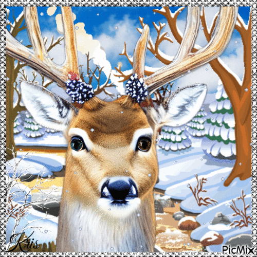 Un petit animal d'hiver en aquarelle - Безплатен анимиран GIF