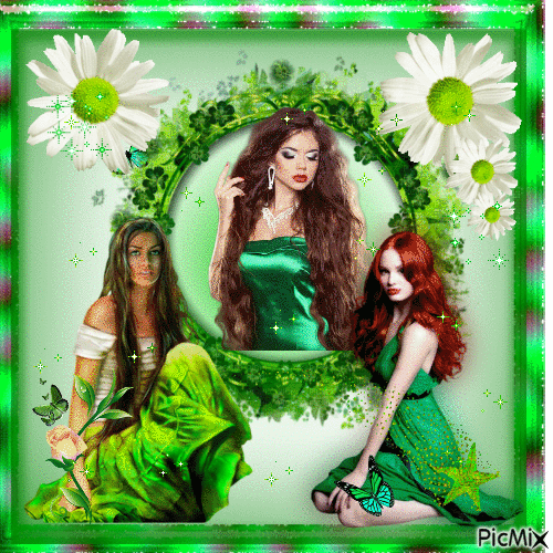 jolies femmes sur fond vert - Nemokamas animacinis gif
