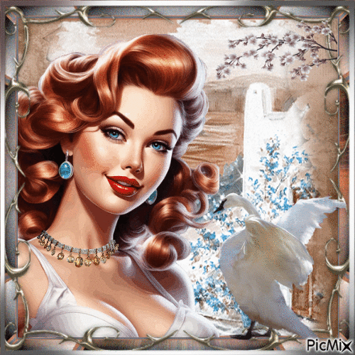 ●◉✿ THE LADY AND THE SWAN ✿◉● - GIF animate gratis