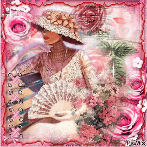 pink vintage woman - Gratis animeret GIF