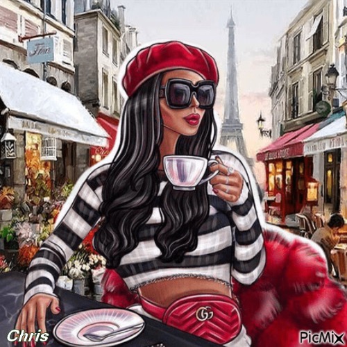 Une pause café a Paris - gratis png