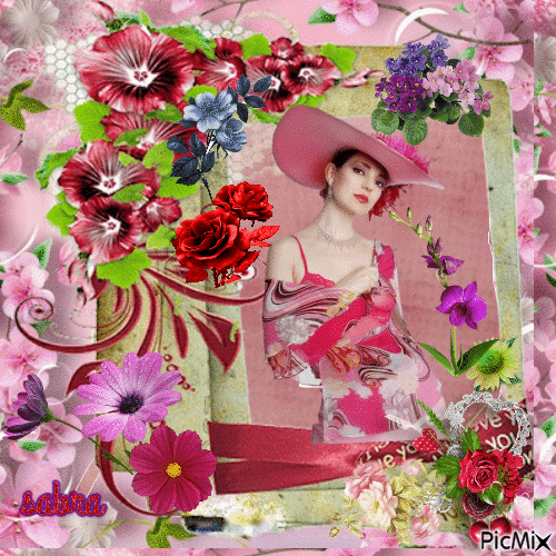 CHICA ENTRE FLORES - Free animated GIF