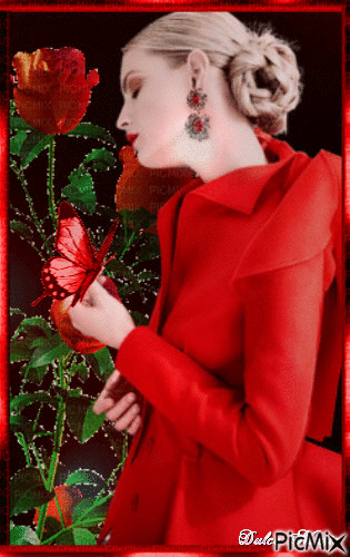 woman in red - Free animated GIF