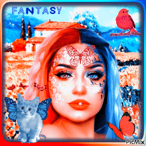 Red and blue Fantasy - Δωρεάν κινούμενο GIF