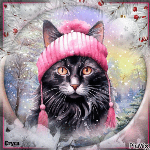 Portrait félin hivernal - Gratis animerad GIF