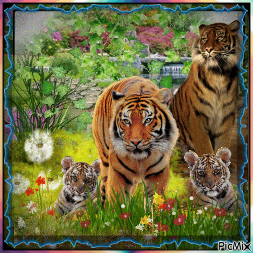la famille tigre - Gratis animerad GIF