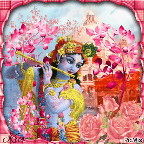 Radha Krishna et fleurs - Free animated GIF - PicMix