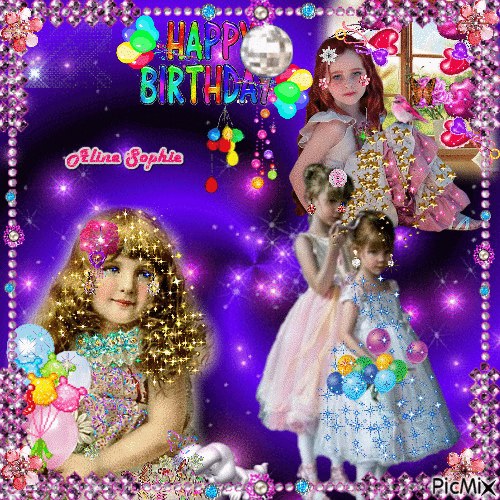 GIRLS IN THE BIRTHDAY OF THE WORLD BY ALINE SOPHIE - GIF animate gratis