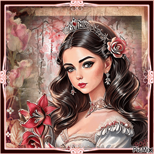 Portrait of a girl with a flower... - GIF animado gratis