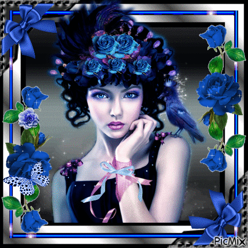 Blue Rose On Grey Background - Δωρεάν κινούμενο GIF