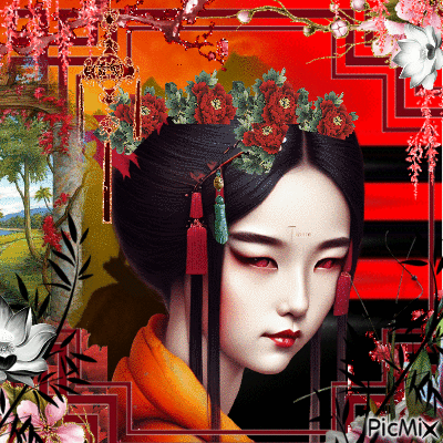 geisha girl - GIF animé gratuit