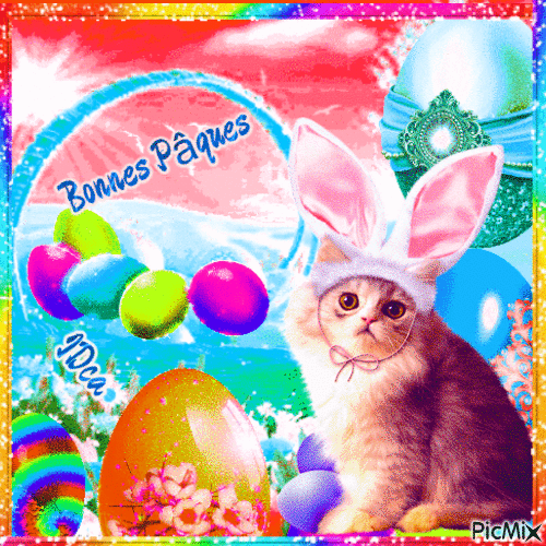Bonnes Pâques les chatons - Ücretsiz animasyonlu GIF