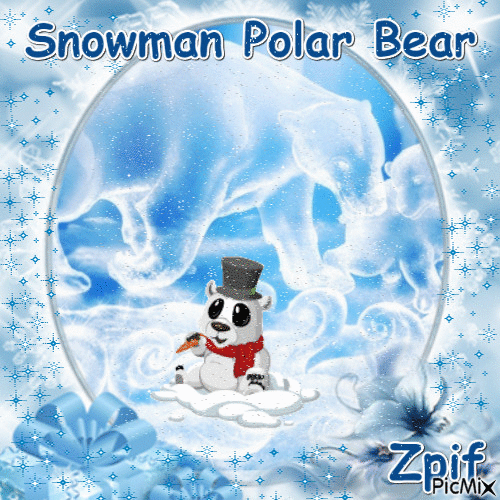 Snowman Polar Bear - Ingyenes animált GIF
