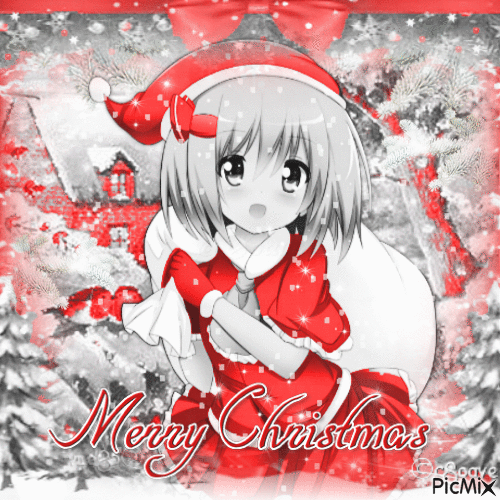 Anime girl christmas - Бесплатни анимирани ГИФ