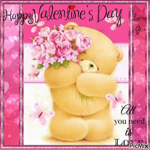 Happy Valentines Day. All you need is LOVE - Animovaný GIF zadarmo
