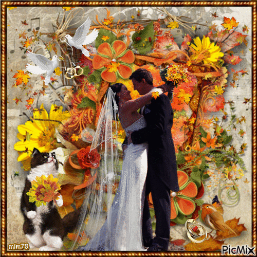 mariage en automne - Free animated GIF
