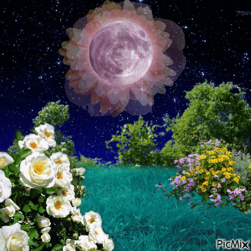 flower moon - GIF animado gratis
