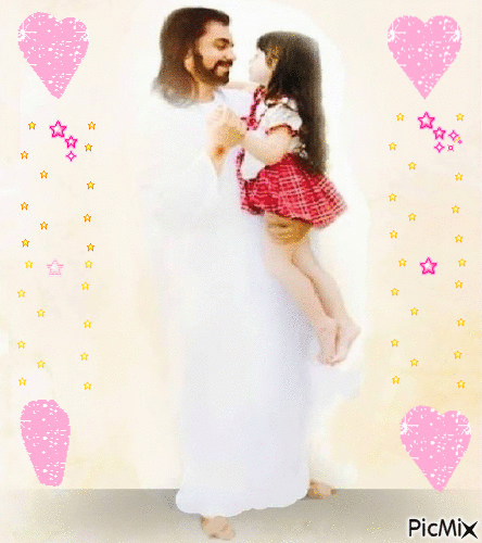 jesus  and little girl - Безплатен анимиран GIF