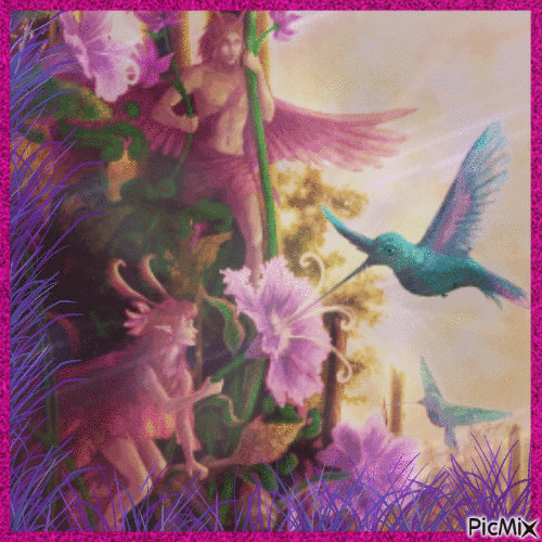 Fairies & The Hummingbirds - Бесплатный анимированный гифка