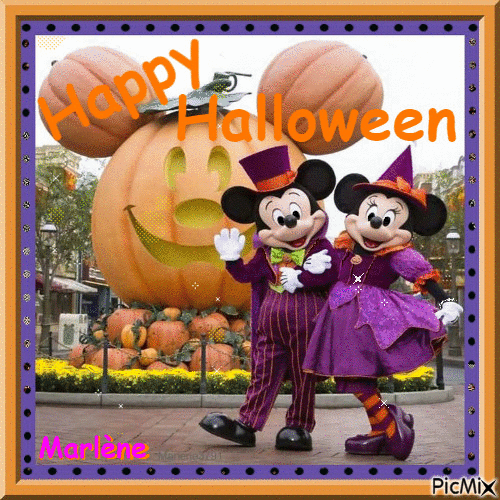 Minnie Mickey Disney deco happy Halloween - Бесплатный анимированный гифка