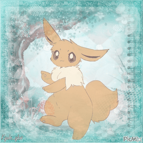 Eevee dancing in the teal forest - GIF animado grátis
