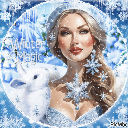 Winter woman bunny - Kostenlose animierte GIFs