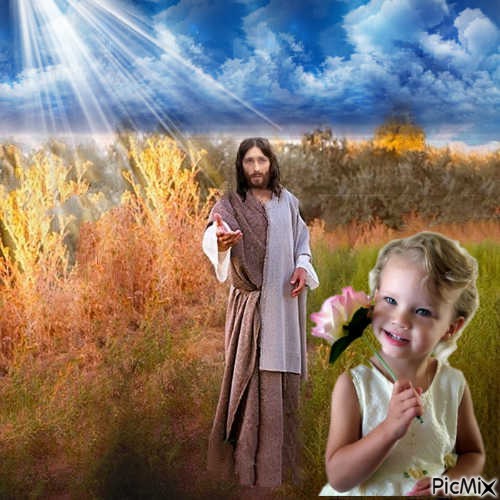 jesus  and kids - png ฟรี