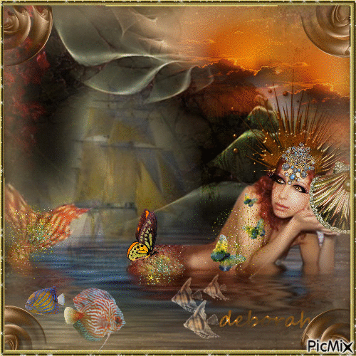 Mermaid in Love ...Manooche. - Animovaný GIF zadarmo