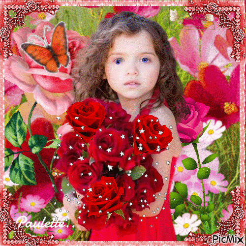 petite fille en rouge - Безплатен анимиран GIF