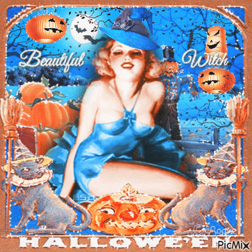 Halloween witch vintage beautiful - Darmowy animowany GIF