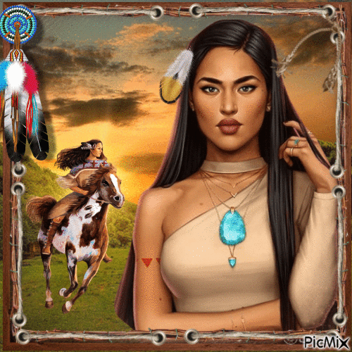 Portrait of Native american woman - Δωρεάν κινούμενο GIF