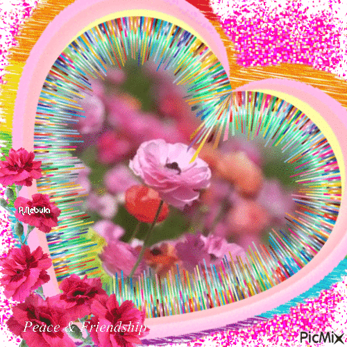 Friendship flowers/heart - Besplatni animirani GIF