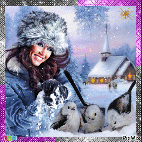 femme en hiver - Free animated GIF
