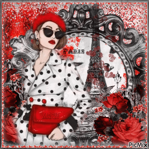 Paris en rouge, noir et blanc - Gratis animerad GIF
