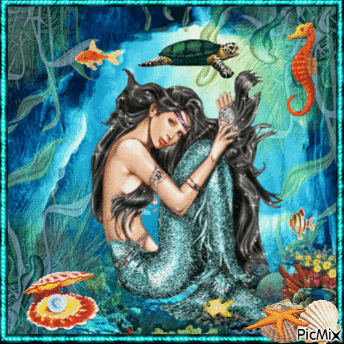 Mermaid and seabed - GIF animado gratis