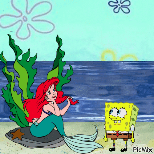 Spongebob and Ariel - Бесплатный анимированный гифка