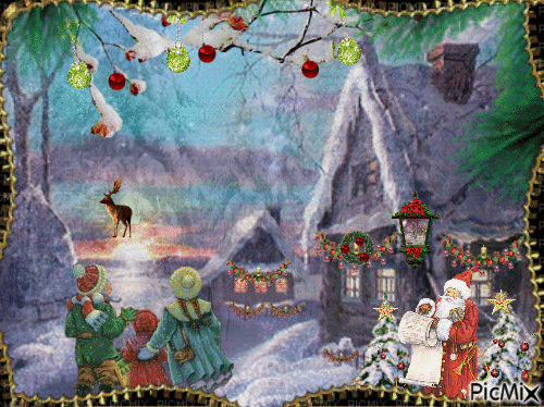 Cottage de Noël - GIF animé gratuit