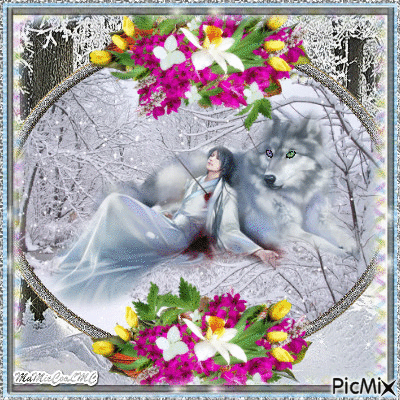femme loup hiver - Ingyenes animált GIF