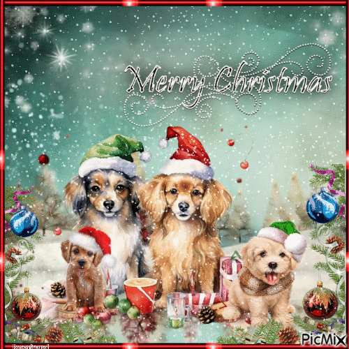 Weihnachts--Hunde - Бесплатни анимирани ГИФ