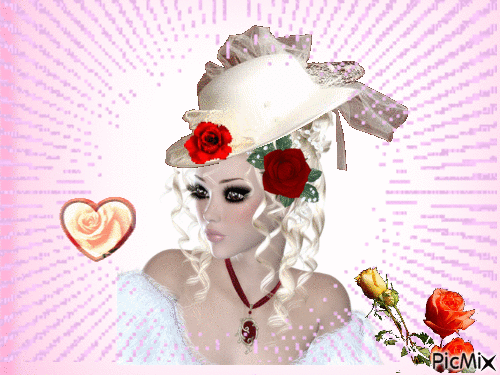 femme aux roses - Ilmainen animoitu GIF