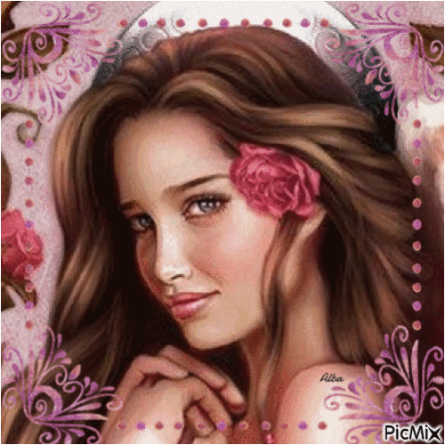 Mujer con rosa en el pelo - Free animated GIF